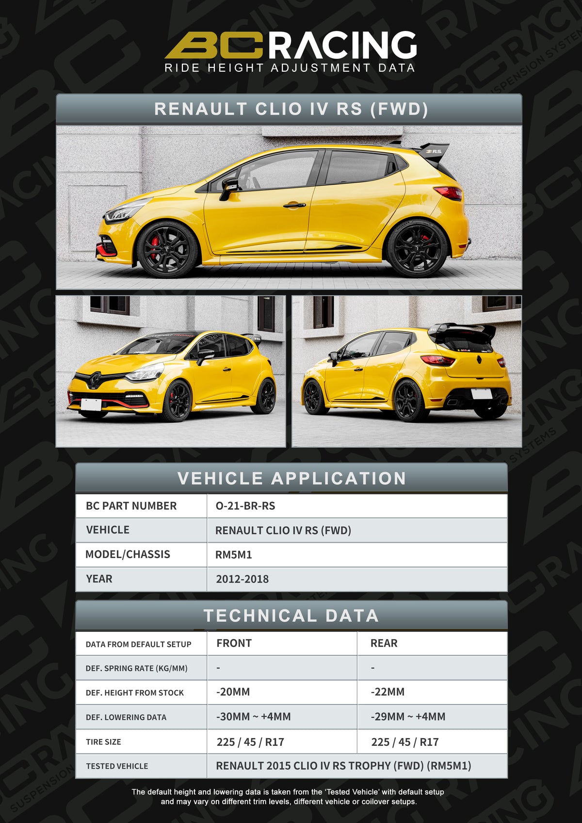 Bc Racing BR RS Coilovers Renault clio 4 rs trophy fwd (12-18)