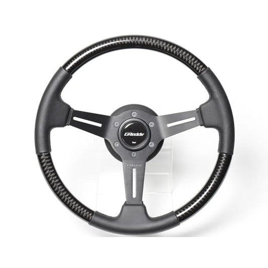 Volant GReddy Sports « Carbone véritable » (déport de 47 mm), branches noires – 340 mm