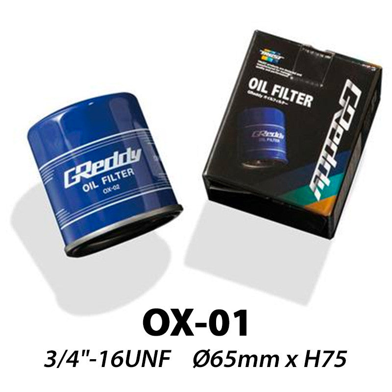 GReddy OX-01 Oil Filter | 3/4"-16 UNF ( Nissan CA18 ,  RB , VG30 , Toyota 4A-G (Z)E , 1ZZ , 2ZZ , Yaris GR , Suzuki Swift )