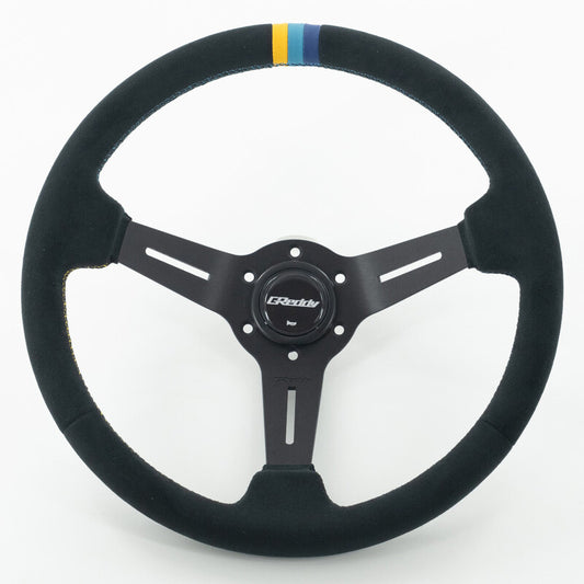 Volant GReddy Sports « Type profond » (déport de 80 mm), suédine noire, branches noires – 340 mm
